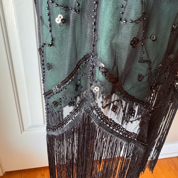 Fundaisy Black and Green Beaded Midi Dress - Picture 5 of 11